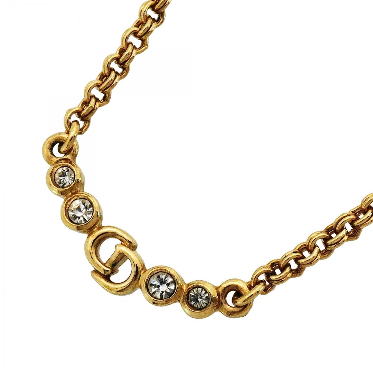 Dior Necklace CD Logo Gold Plated Rhinestone