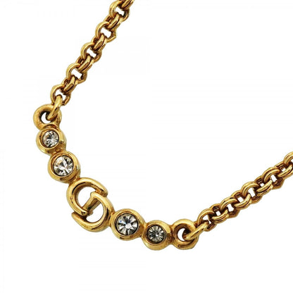Dior Necklace CD Logo Gold Plated Rhinestone