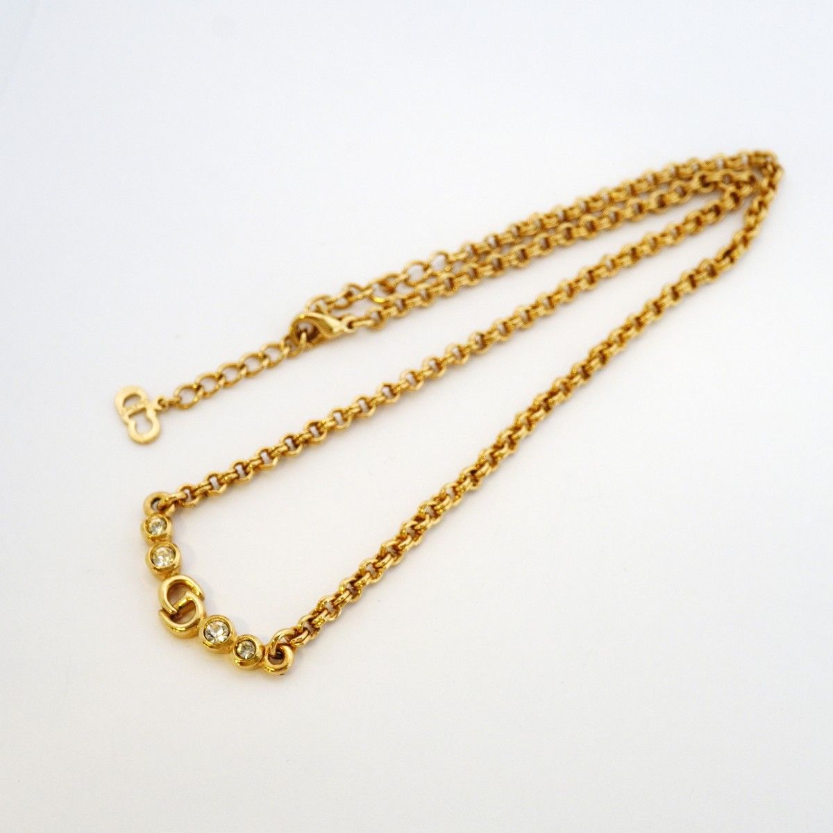 Dior Necklace CD Logo Gold Plated Rhinestone — view 3