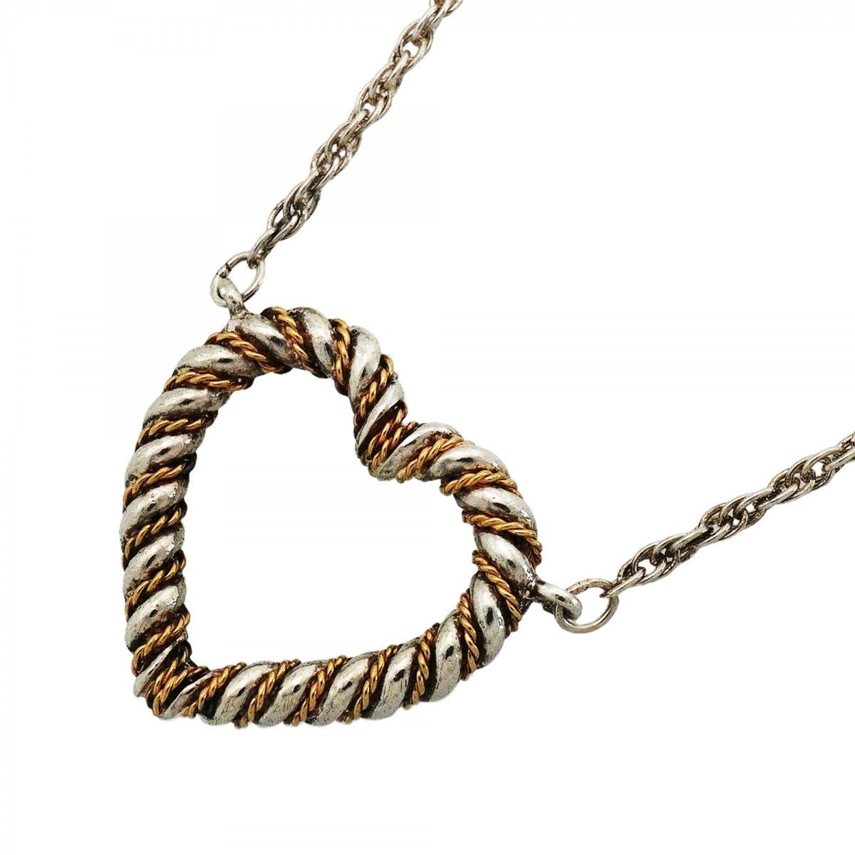 Tiffany & Co Necklace Twist Heart 18k Yellow Gold Silver