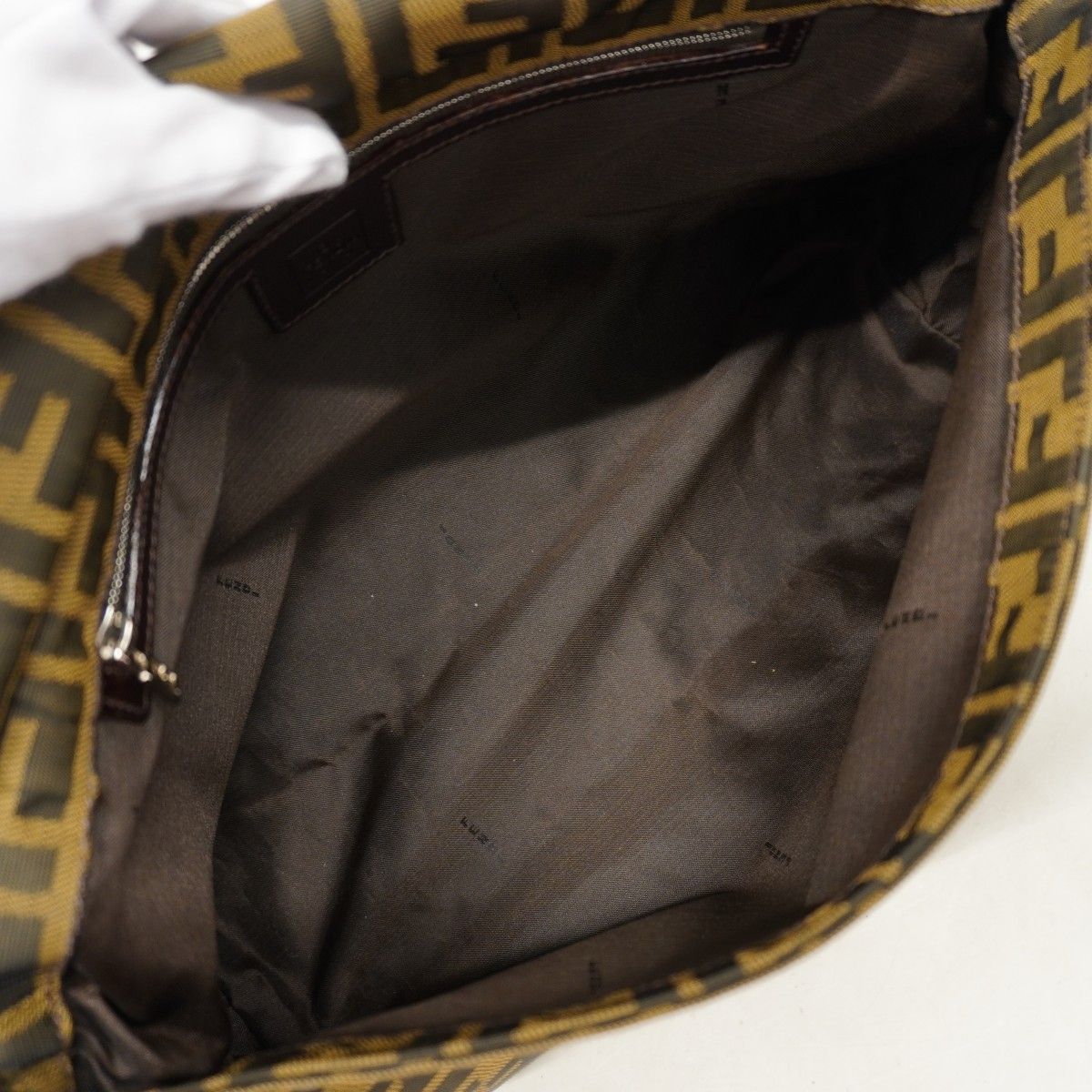 Fendi Shoulder Bag Zucca Nylon Canvas Brown Silver — view 4