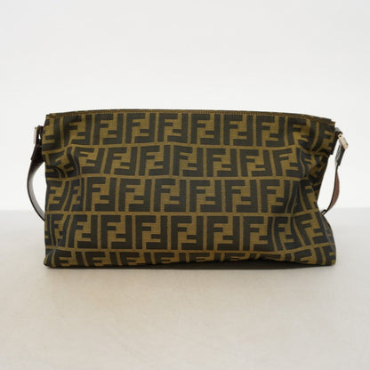 Fendi Shoulder Bag Zucca Nylon Canvas Brown Silver — view 9