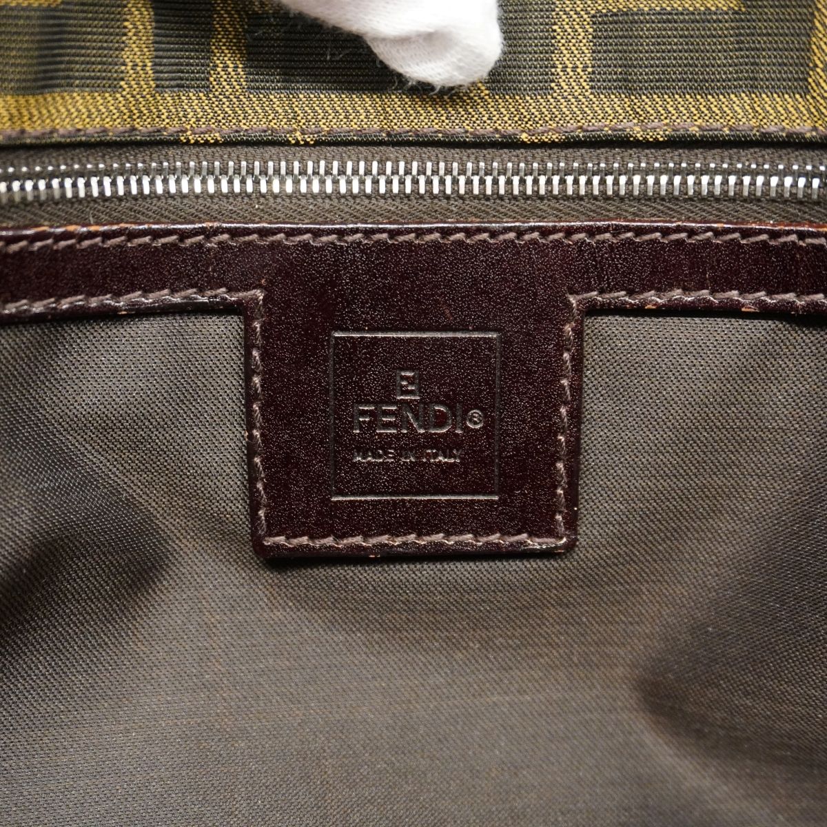 Fendi Shoulder Bag Zucca Nylon Canvas Brown Silver — view 5