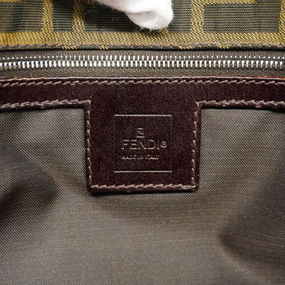 Fendi Shoulder Bag Zucca Nylon Canvas Brown Silver — view 5