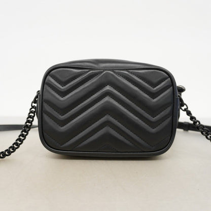 Gucci Shoulder Bag GG Marmont Leather Black Silver — view 8