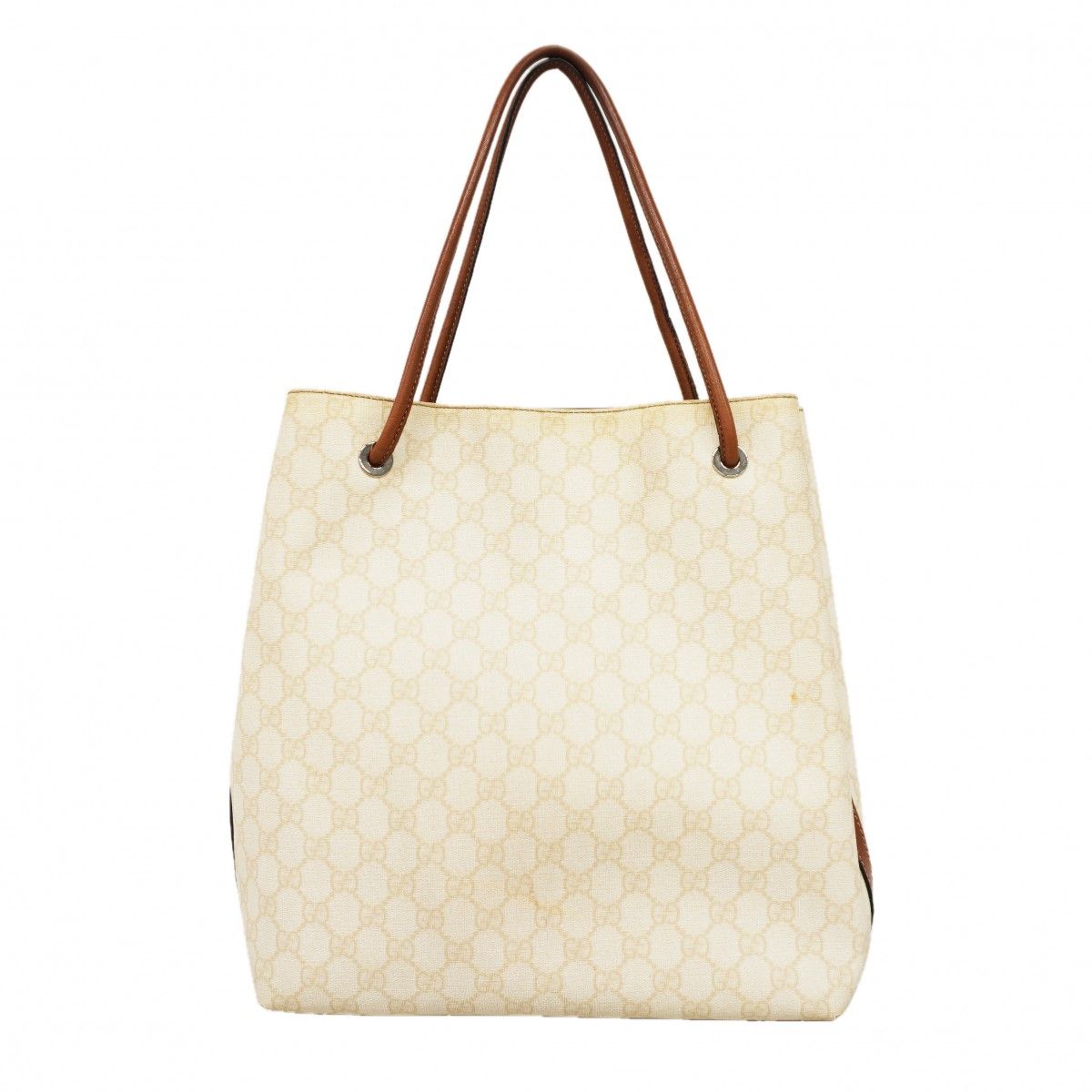 Gucci Tote GG Supreme White Brown Gold