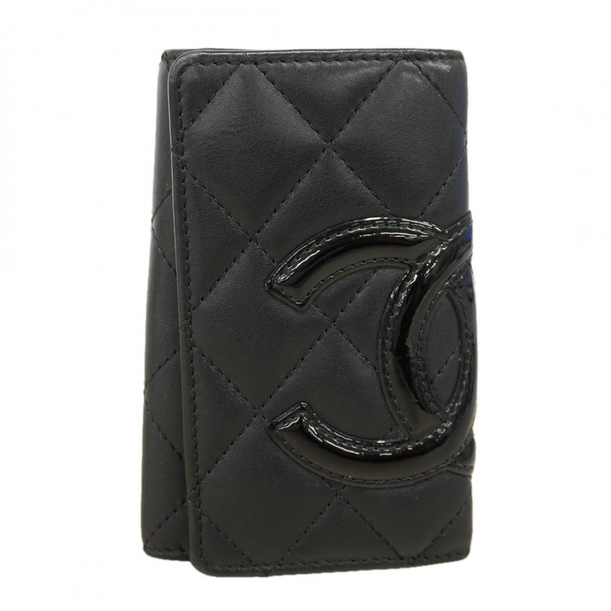 Chanel Key Case Cambon Lambskin Black Silver Key Holder