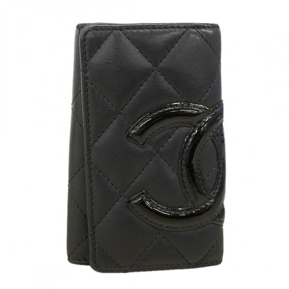 Chanel Key Case Cambon Lambskin Black Silver Key Holder