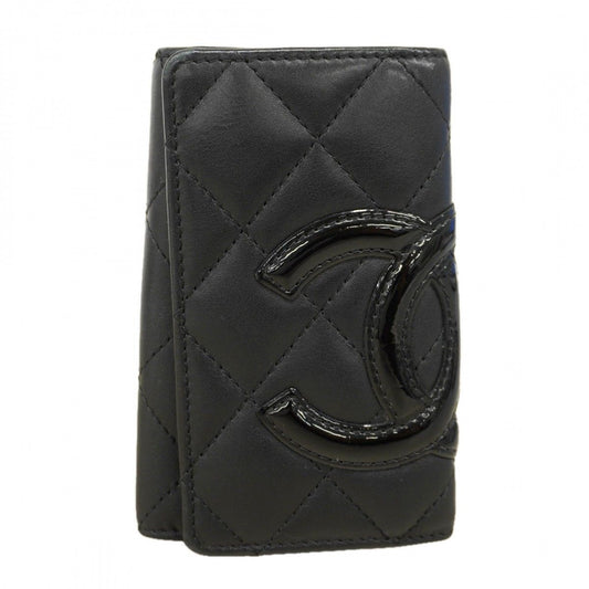 Chanel Key Case Cambon Lambskin Black Silver Key Holder