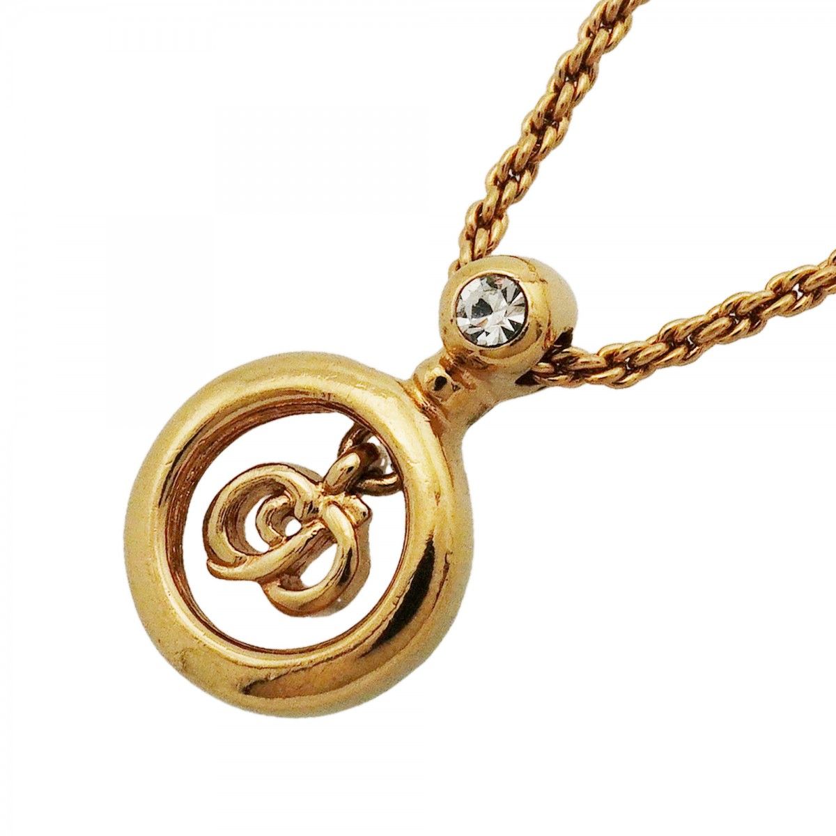 Dior Necklace CD Logo Gold Plated Rhinestone