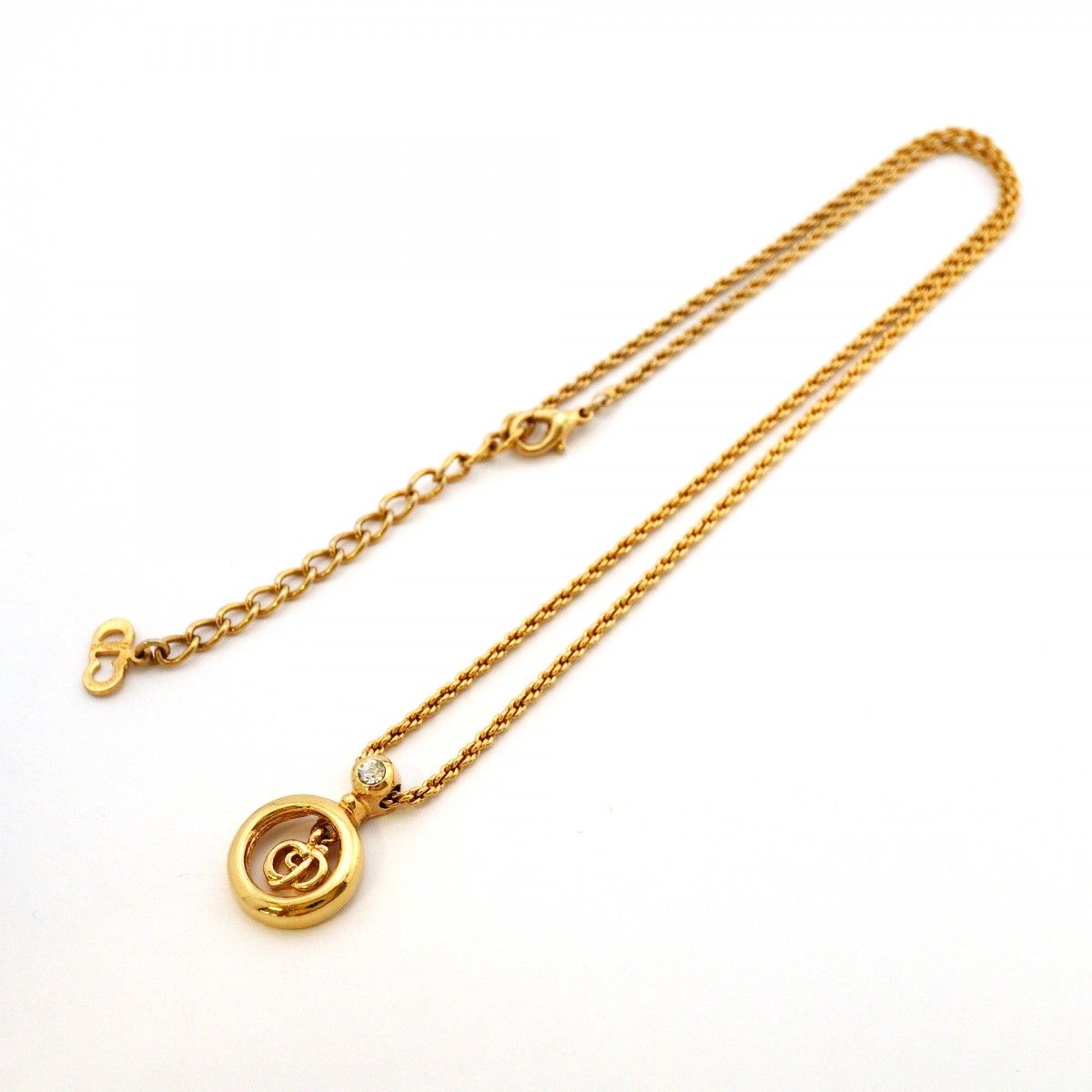 Dior Necklace CD Logo Gold Plated Rhinestone — view 3