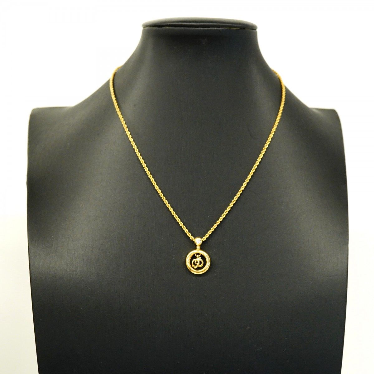 Dior Necklace CD Logo Gold Plated Rhinestone — view 5