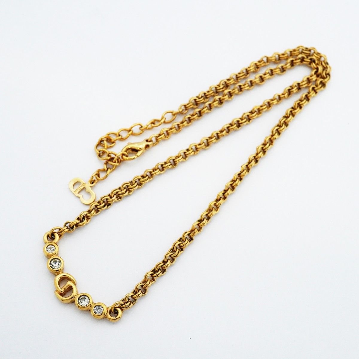 Dior Necklace CD Logo Gold Plated Rhinestone — view 3