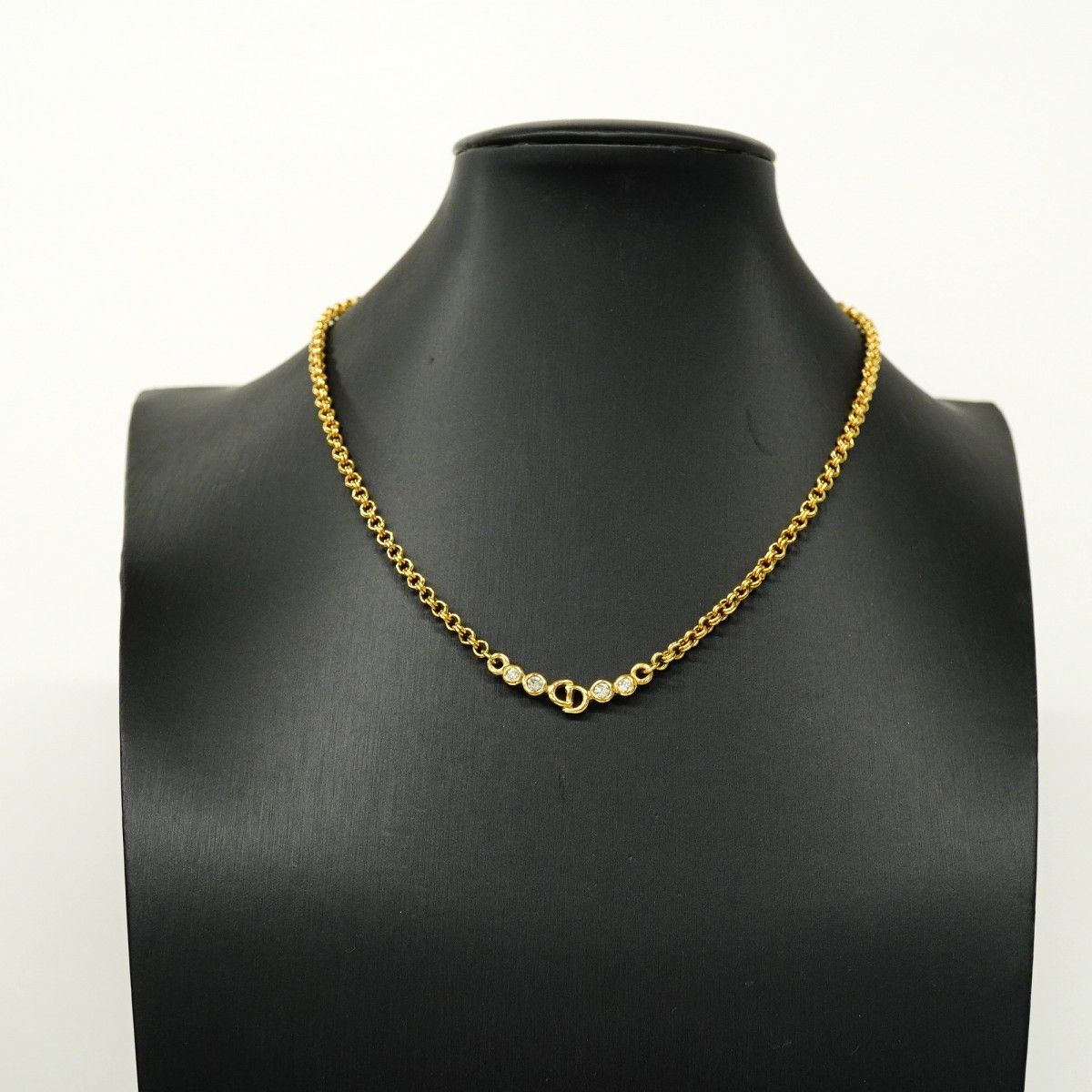 Dior Necklace CD Logo Gold Plated Rhinestone — view 5