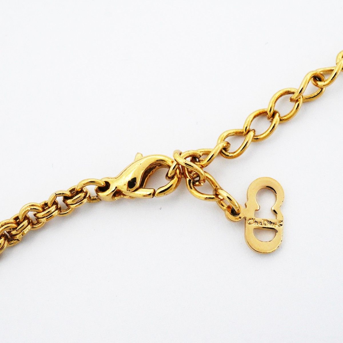 Dior Necklace CD Logo Gold Plated Rhinestone — view 4