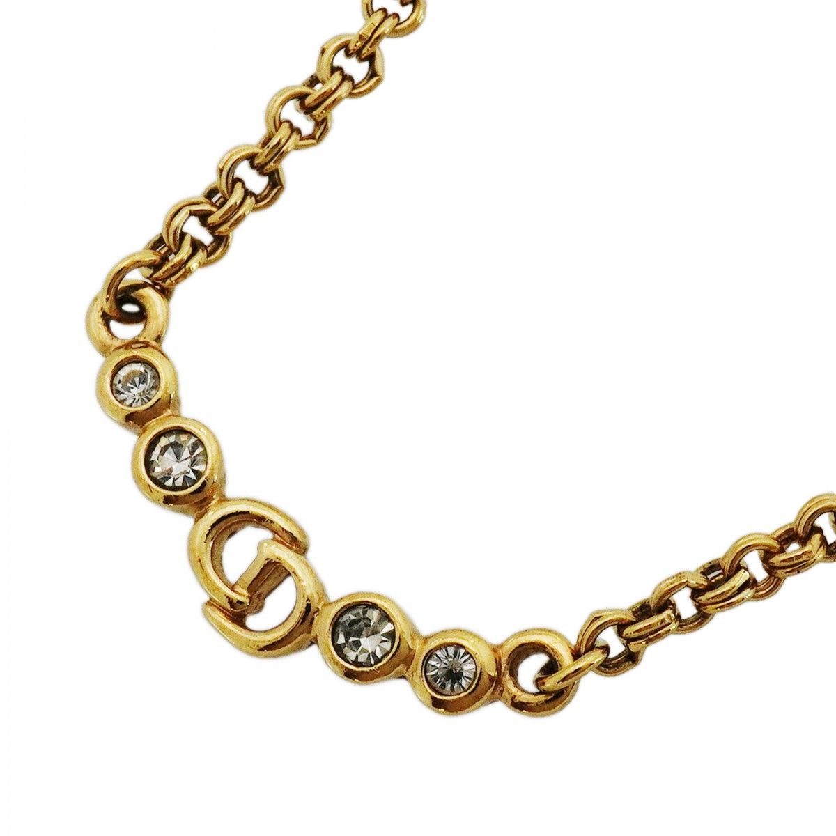 Dior Necklace CD Logo Gold Plated Rhinestone