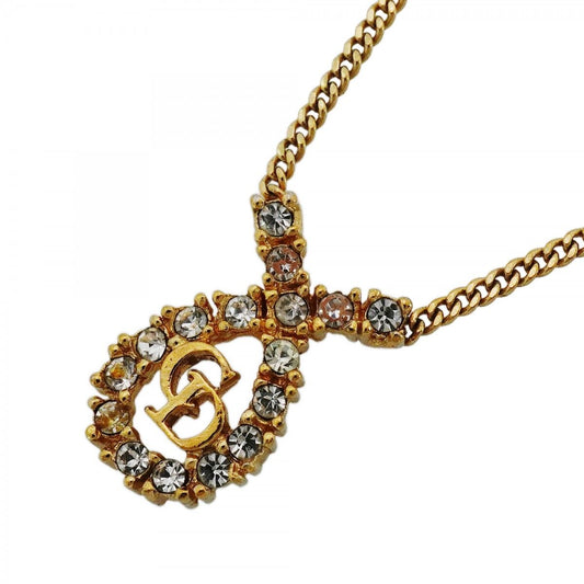 Dior Necklace CD Logo Gold Plated Rhinestone