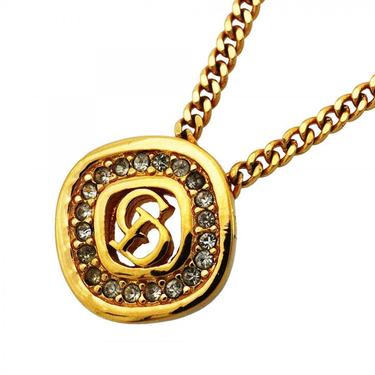 Dior Necklace CD Logo Gold Plated Rhinestone