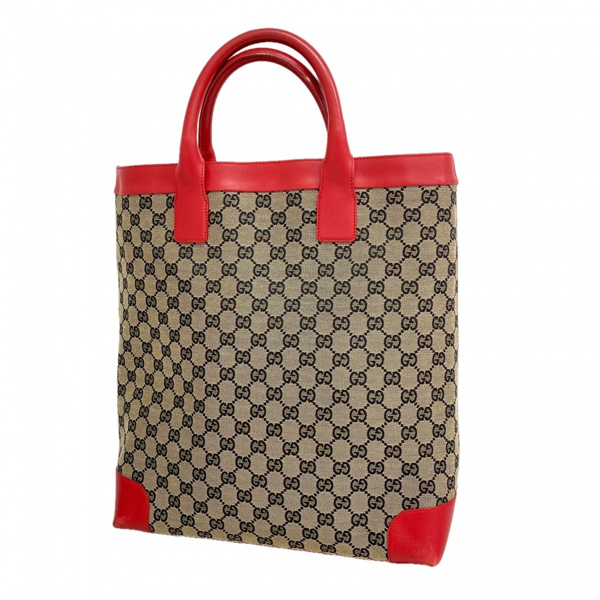 Gucci Tote GG Canvas 002 Beige Red Champagne Gold