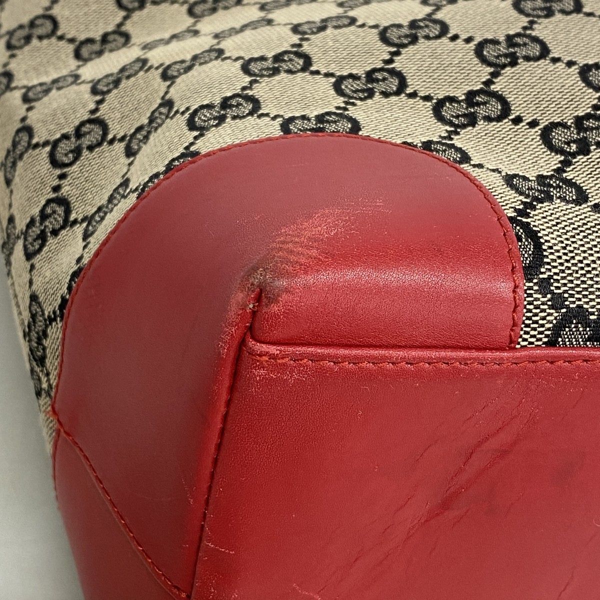 Gucci Tote GG Canvas 002 Beige Red Champagne Gold — view 6