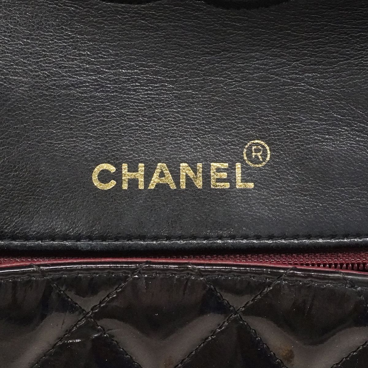 Chanel Shoulder Bag Mini Quilted Patent Leather Black Gold — view 5