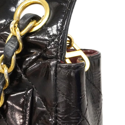 Chanel Shoulder Bag Mini Quilted Patent Leather Black Gold — view 6
