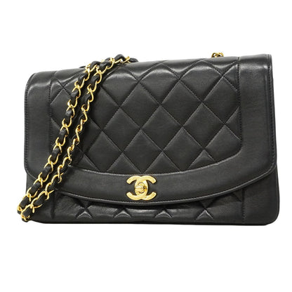 Chanel Shoulder Bag Diana Lambskin Black Gold
