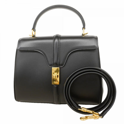 Celine Handbag Seise Leather Black Gold 2-Way