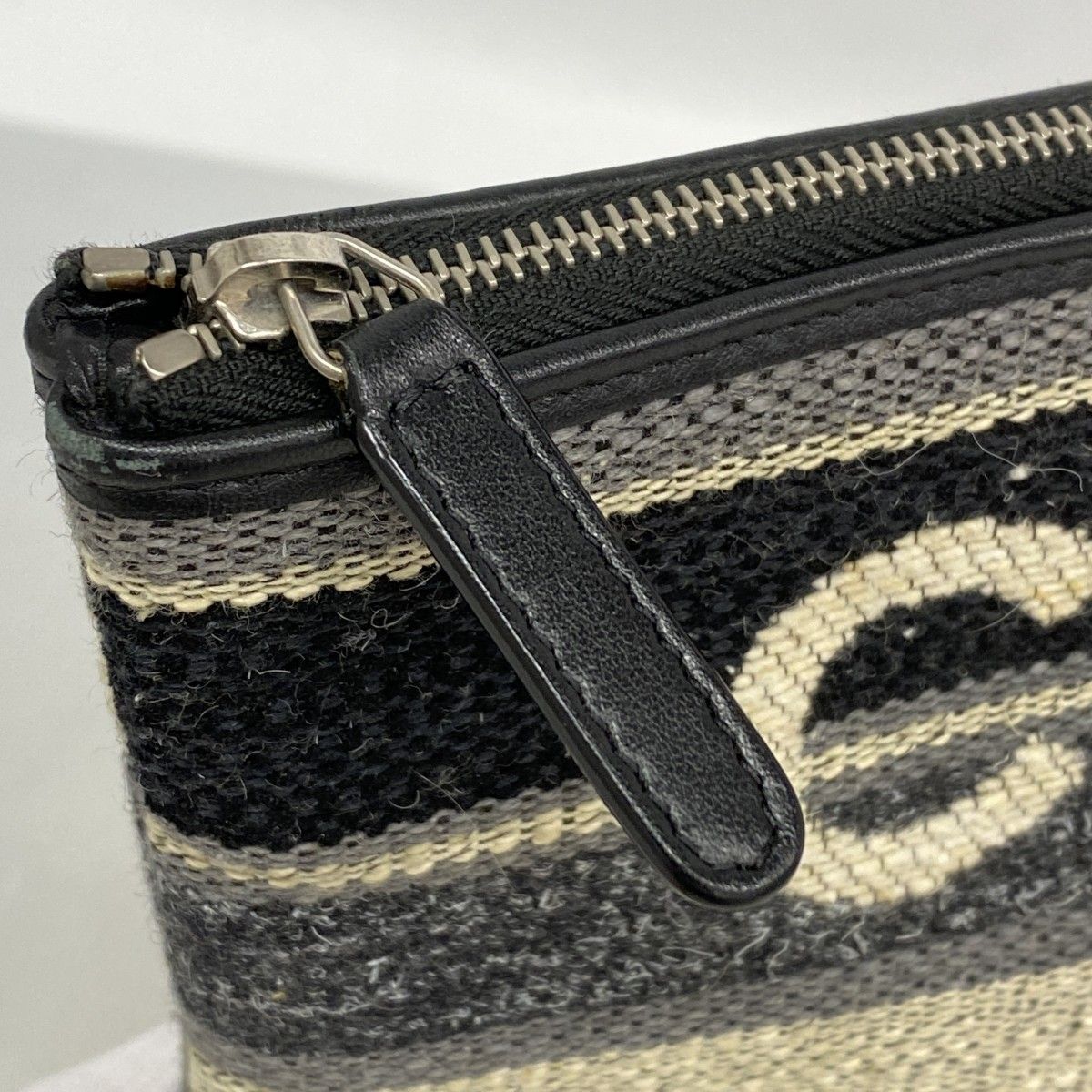 Chanel Clutch Deauville Canvas Black Gray Silver — view 7