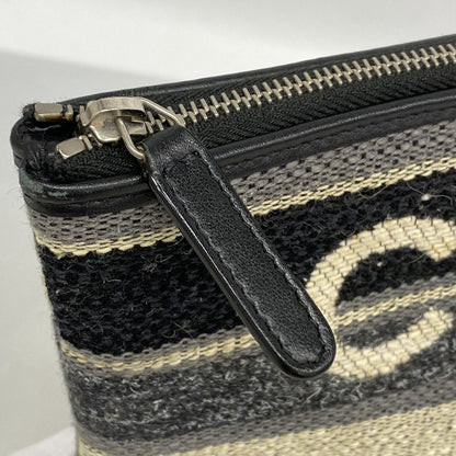 Chanel Clutch Deauville Canvas Black Gray Silver — view 7