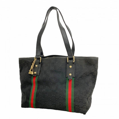 Gucci Tote GG Canvas Sherry Line Black Gold