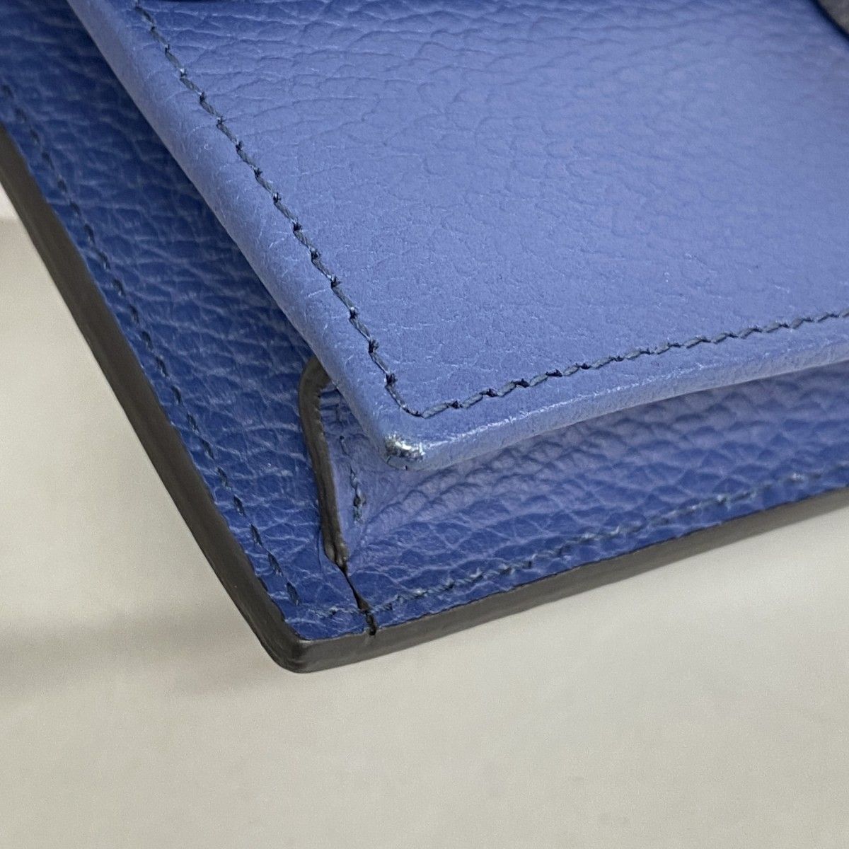 Gucci Shoulder Wallet Interlocking Leather Blue Gold — view 6