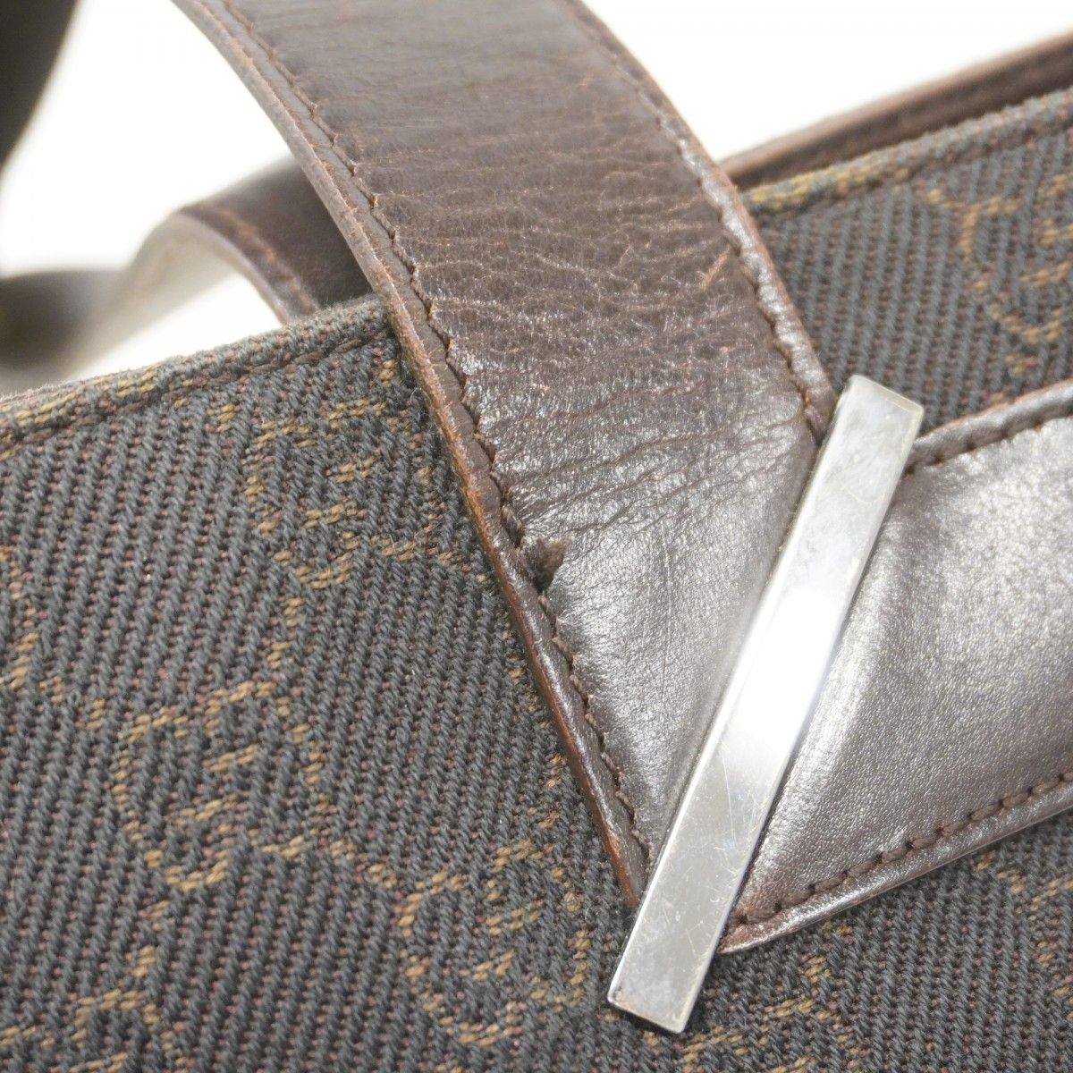 Gucci Tote Denim Dark Brown Silver — view 6