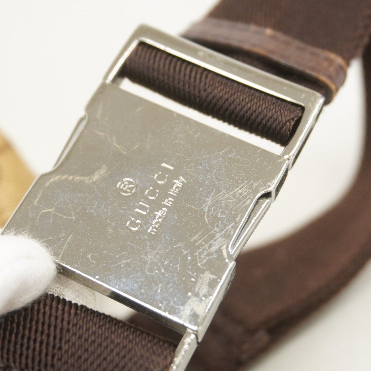 Gucci Waist Bag GG Canvas Brown Silver — view 9