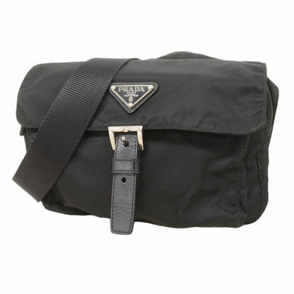 Prada Shoulder Bag Tessuto Nylon Black Silver