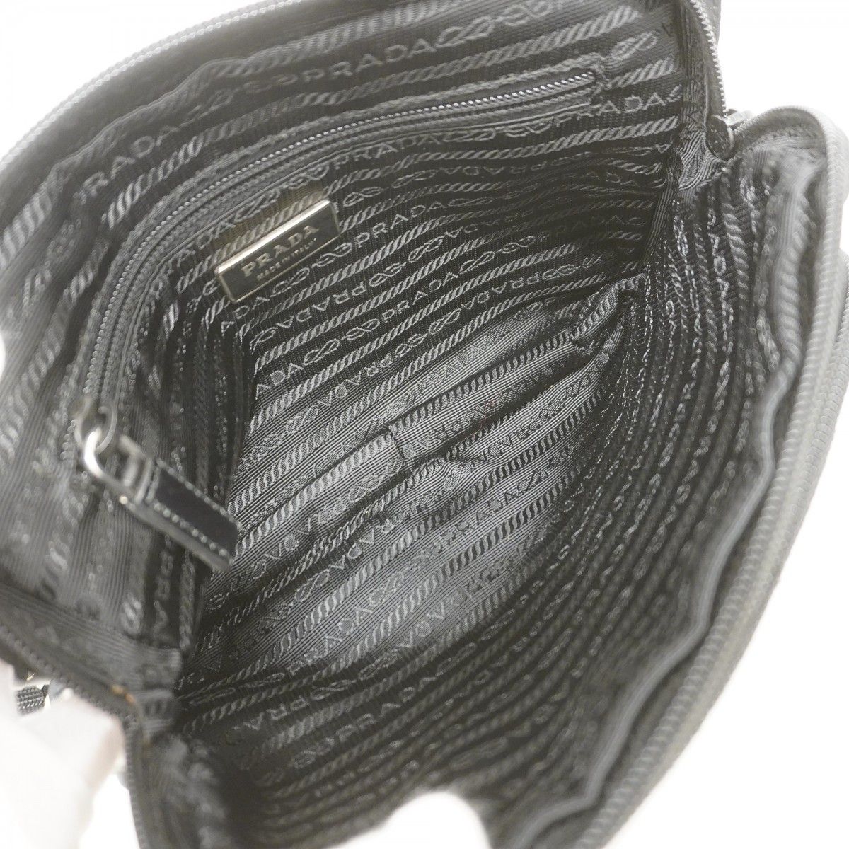 Prada Shoulder Bag Tessuto Nylon Black Silver — view 4