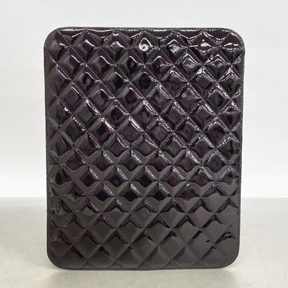 Chanel iPad Case Quilted Patent Leather Black Silver — view 6