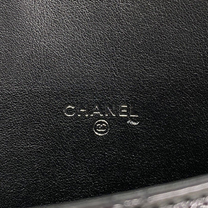 Chanel iPad Case Quilted Patent Leather Black Silver — view 5