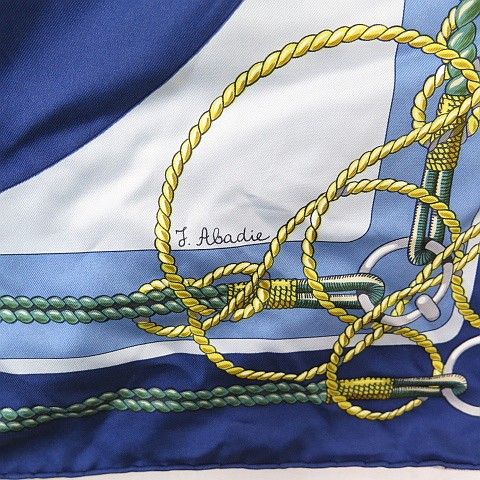Hermes Carre 90 Chateaux D'arriere Silk Scarf Blue — view 3