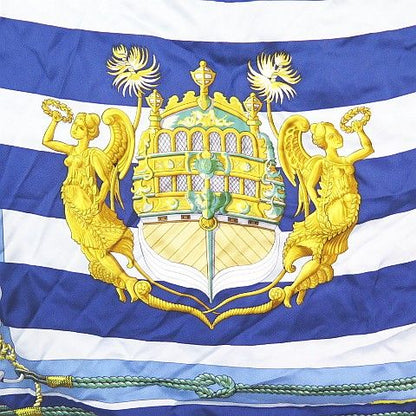 Hermes Carre 90 Chateaux D'arriere Silk Scarf Blue — view 4
