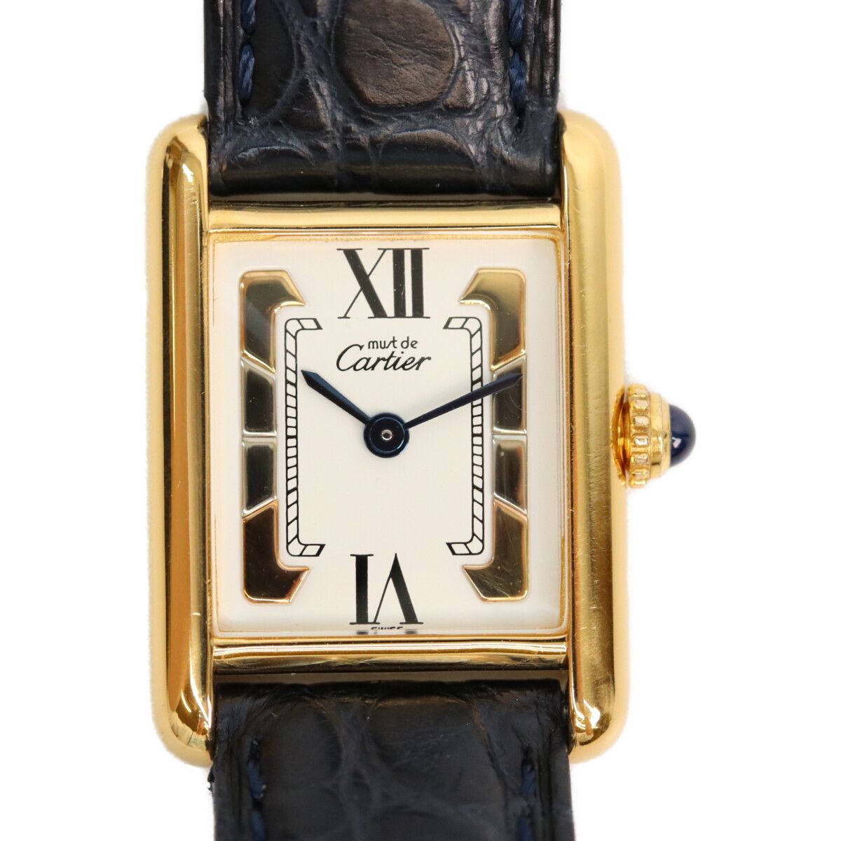 Cartier 925 Trinity Dial Must Tank SM Vermeil Leather Quartz
