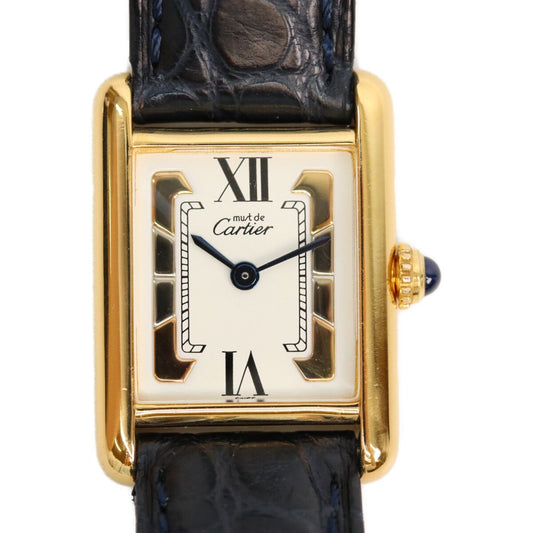 Cartier 925 Trinity Dial Must Tank SM Vermeil Leather Quartz