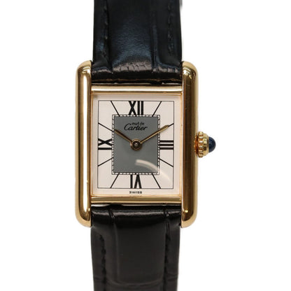 Cartier 925 Must Tank Vermeil SM Quartz Leather