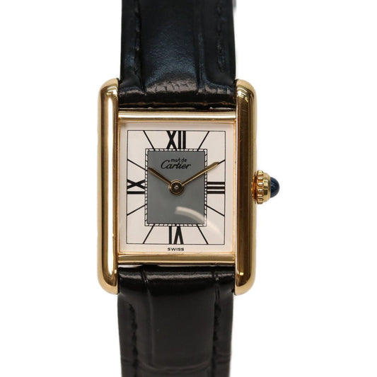 Cartier 925 Must Tank Vermeil SM Quartz Leather