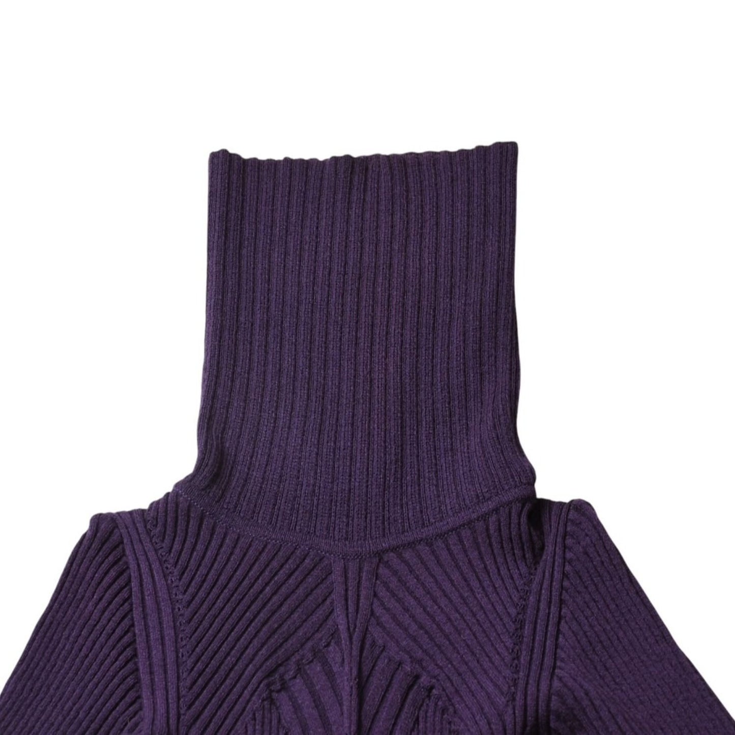 Chanel Turtleneck Knit Dress CC Logo Purple Wool — view 3