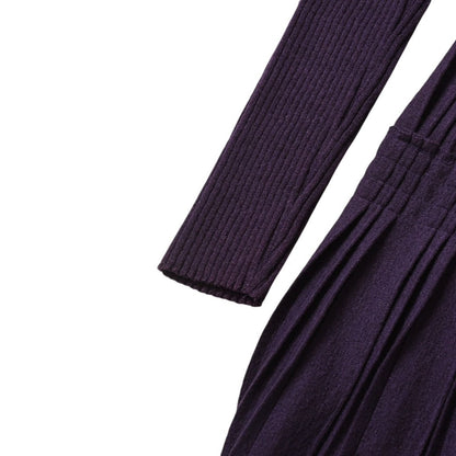 Chanel Turtleneck Knit Dress CC Logo Purple Wool — view 4