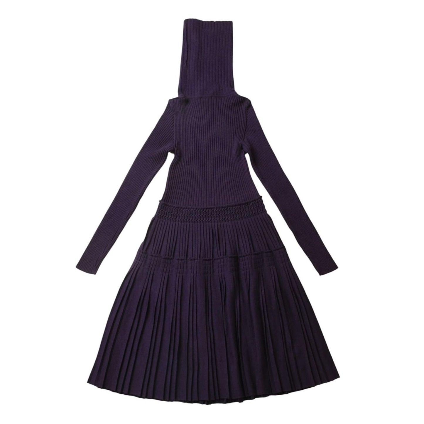 Chanel Turtleneck Knit Dress CC Logo Purple Wool — view 2