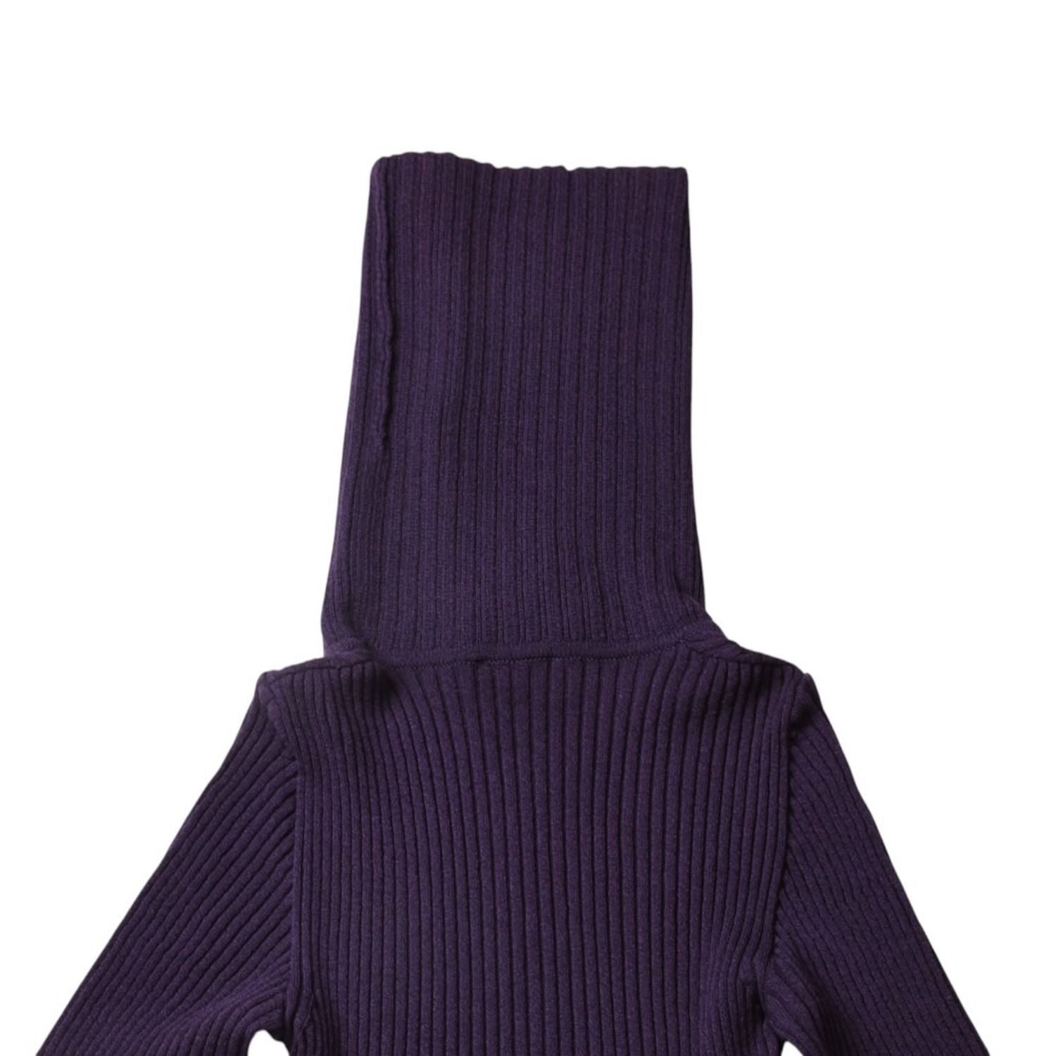 Chanel Turtleneck Knit Dress CC Logo Purple Wool — view 8
