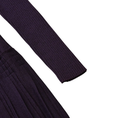 Chanel Turtleneck Knit Dress CC Logo Purple Wool — view 5