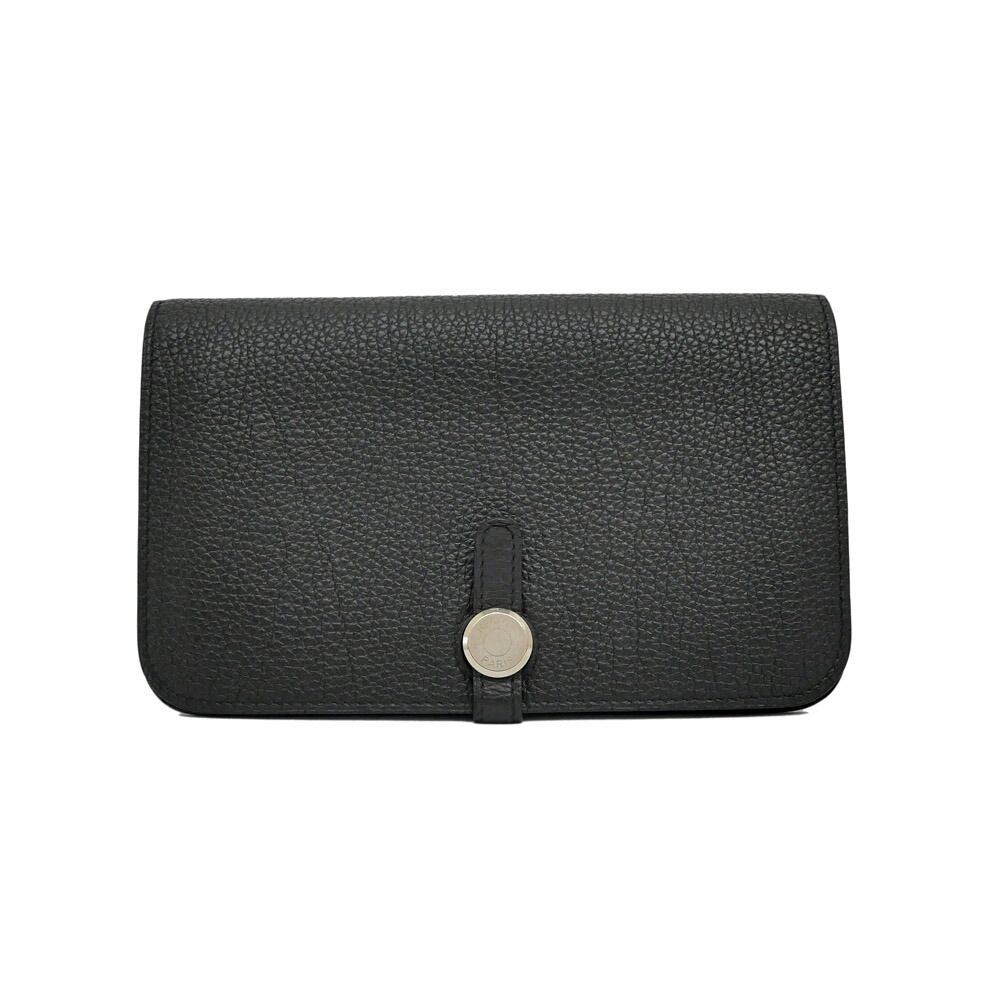 Hermes Dogon Duo Black Silver Togo Wallet